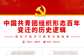 中國共青團組織形態(tài)百年變遷的歷史邏輯PPT紅色黨政風(fēng)團員干部學(xué)習(xí)教育專題團課課件
