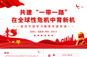 共建“一帶一路”在全球性危機(jī)中育新機(jī)PPT紅色簡約風(fēng)黨員干部學(xué)習(xí)教育專題黨課課件