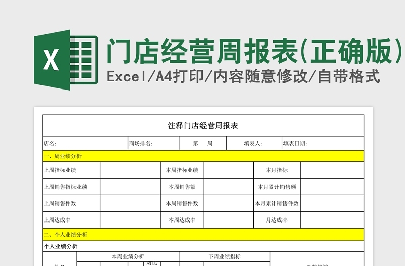 門店經(jīng)營周報表(正確版)
