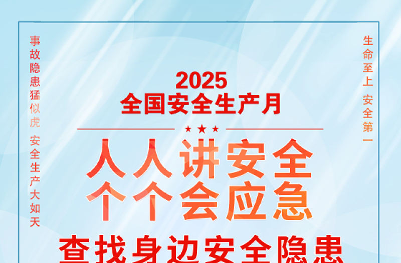 2025年全國安全生產(chǎn)月海報精美卡通風人人講安全個個會應(yīng)急查找身邊安全隱患宣貫掛畫展板