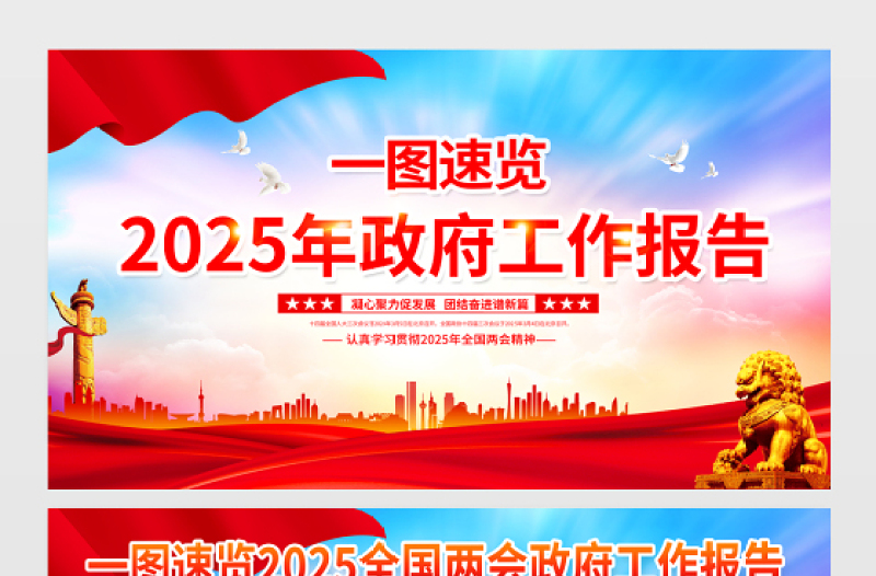 一圖速覽2025年政府工作報(bào)告宣傳欄紅色精美聚焦兩會關(guān)注民生宣傳展板設(shè)計(jì)