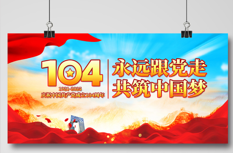 慶祝中國共產(chǎn)黨成立104周年宣貫展板模板