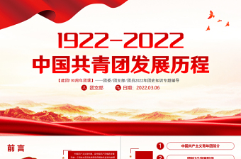 1922-2022百年团史PPT红色简洁庆祝中国共青团建团100周年专题团课课件模板下载