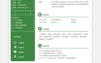 清新綠色護(hù)士崗位求職競(jìng)聘簡(jiǎn)歷模板下載