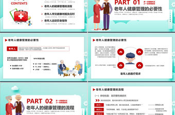 清淺簡潔卡通風老年人健康管理知識PPT課件