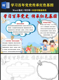 2021學(xué)習(xí)百年黨史傳承紅色基因手抄報建黨百年黨史學(xué)習(xí)教育小報模板