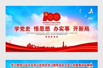 學黨史悟思想辦實事開新局建黨100周年黨史學習展板宣傳欄模板