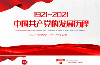 紅色極簡風七一建黨節建黨100周年中國共產黨簡史授課專題黨課PPT
