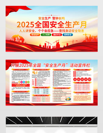 大氣精美開展2025年全國安全生產月活動宣傳展板