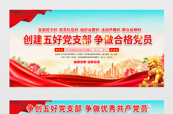 創建五好黨支部爭做合格黨員展板紅色大氣五個好黨支部紅色社區建設宣傳欄設計