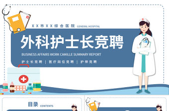 2022外科護士長競聘PPT藍色沉靜護士長競聘報告模板
