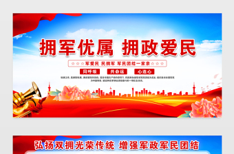 擁軍優(yōu)屬擁政愛民宣傳欄紅色大氣軍民團結(jié)一家親雙擁工作宣傳展板