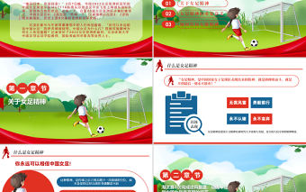 學(xué)習(xí)女足精神PPT紅色卡通風(fēng)鏗鏘玫瑰永不言棄中國女足精神介紹課件下載