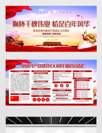 胸懷千秋偉業(yè)恰是百年風(fēng)華慶祝建黨100周年宣傳欄設(shè)計模板