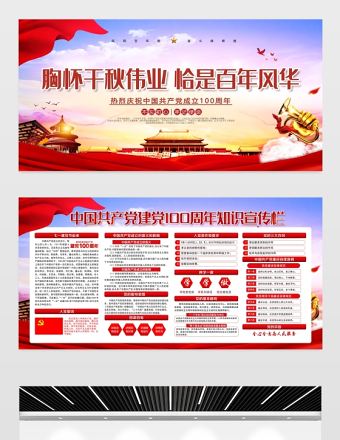 胸懷千秋偉業恰是百年風華慶祝建黨100周年宣傳欄設計模板