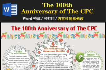 慶祝中國共產(chǎn)黨成立100周年英語手抄報2021七一建黨節(jié)英文小報模板