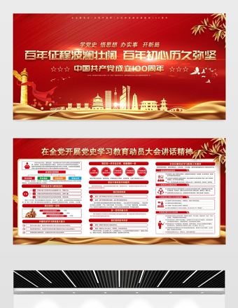 百年征程波瀾壯闊百年初心歷久彌堅(jiān)建黨100周年宣傳展板宣傳欄模板
