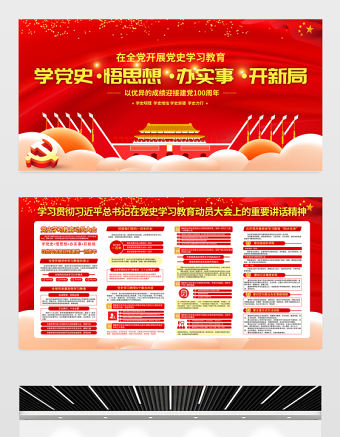 在全黨開展黨史學習教育慶祝建黨100周年宣傳展板宣傳欄模板