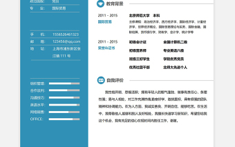 湖藍色極簡財務(wù)會計出納求職簡歷模板