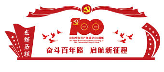 2021建黨100周年紅色簡潔奮斗百年路啟航新征程黨建文化墻模板