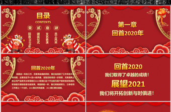 2021牛年中式古典新春開門紅啟動會企業(yè)年會頒獎典禮PPT模板