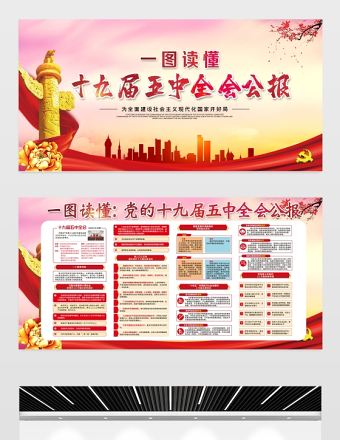 黨建風一圖看懂十九屆五中全會宣傳展板宣傳欄模板