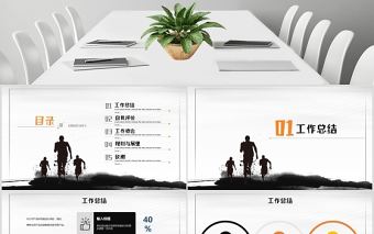 簡潔水墨風突破自我新人轉正述職報告PPT模板