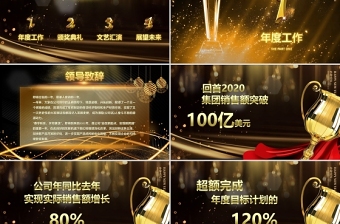 2021牛年黑金酷炫光效Happy牛year年終總結(jié)企業(yè)頒獎(jiǎng)典禮公司年會(huì)PPT模板