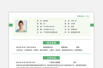 綠色清新護士護理崗位求職面試簡歷模板下載