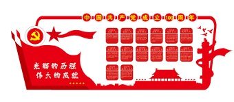 2021黨史文化墻紅色大氣建黨100周年學黨史黨建模板