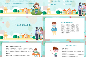 清新卡通風(fēng)中小學(xué)防控諾如病毒主題班會PPT