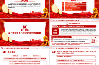 一圖讀懂中央八項(xiàng)規(guī)定精神PPT紅色精美2025黨內(nèi)主題教育黨課