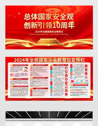 總體國家安全觀創(chuàng)新引領(lǐng)10周年全民國家安全教育日宣傳欄展板設(shè)計模板