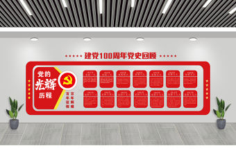 建黨100周年黨史回顧黨建文化墻設計模板