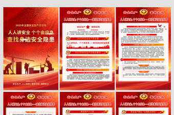 紅金質(zhì)感2025安全生產(chǎn)月宣傳活動(dòng)海報(bào)系列套圖掛圖模板