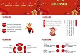 立體花朵祥云2021牛年慶元旦迎新年PP模板