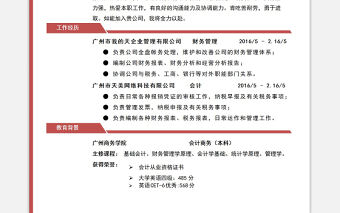 紅色簡約會計(jì)財(cái)務(wù)相關(guān)崗位求職面試簡歷模板下載