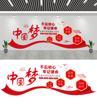 2021中國夢文化墻紅色人民幸福社會和諧國家富強民族振興黨建背景墻模板