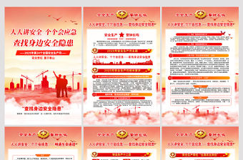 2025全國安全生產月掛圖精美紅色查找身邊安全隱患宣傳教育活動展板掛畫設計模板