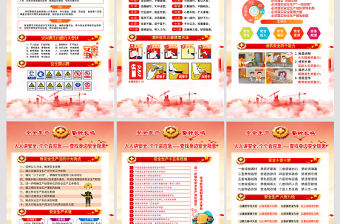 2025全國安全生產月掛圖精美紅色查找身邊安全隱患宣傳教育活動展板掛畫設計模板