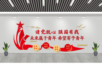 2021請(qǐng)黨放心強(qiáng)國(guó)有我文化墻雙色大氣未來屬于青年希望寄予青年黨建文化背景墻模板