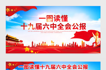 十九屆六中全會公報展板紅色黨政風一圖讀懂中國共產黨第十九屆中央委員會第六次全體會議公報全文內容宣傳欄設計模板