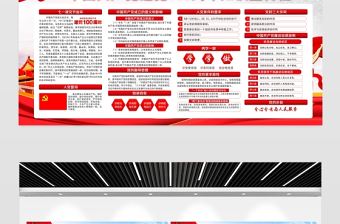 建黨100周年展板紅色大氣慶祝七一建黨節黨史知識宣傳欄模板