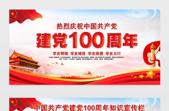 建黨100周年展板紅色大氣慶祝七一建黨節(jié)黨史知識宣傳欄模板