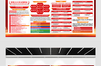 紅金光效聚焦2025全國(guó)兩會(huì)宣傳展板設(shè)計(jì)模板