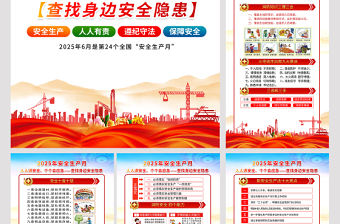 2025年6月安全生產(chǎn)月知識(shí)宣傳6合1套圖掛畫(huà)展板設(shè)計(jì)模板