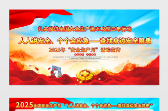 2025新版安全生產(chǎn)月展板精美大氣查找身邊安全隱患主題安全宣教展板設(shè)計