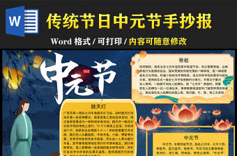 2022傳統節日中元節天燈小報模板下載