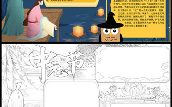 2022傳統節日中元節天燈小報模板下載