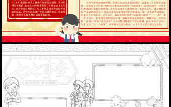 七七事變手抄報紅色卡通銘記歷史小報模板下載